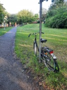 Foto: defektes Fahrrad am Straßenrand 